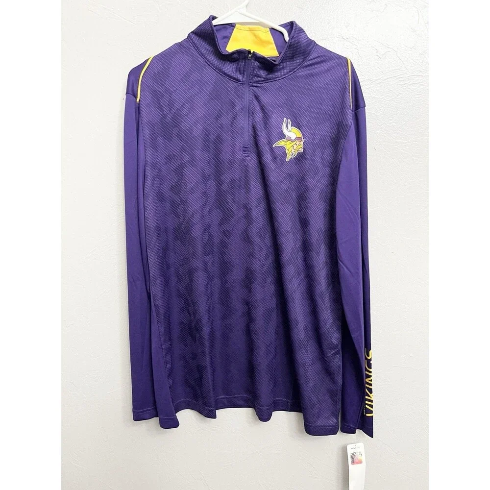 Minnesota Vikings Men's 1/4 Zip Pullover Shirt - Purple Size Large NFL New NWT